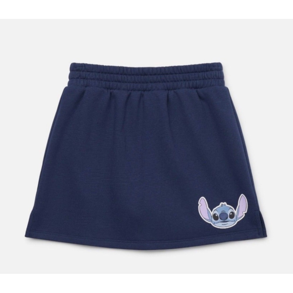 Disney Stitch Skort Girls Navy Blue Fleece Graphic Skirt Shorts S L XL